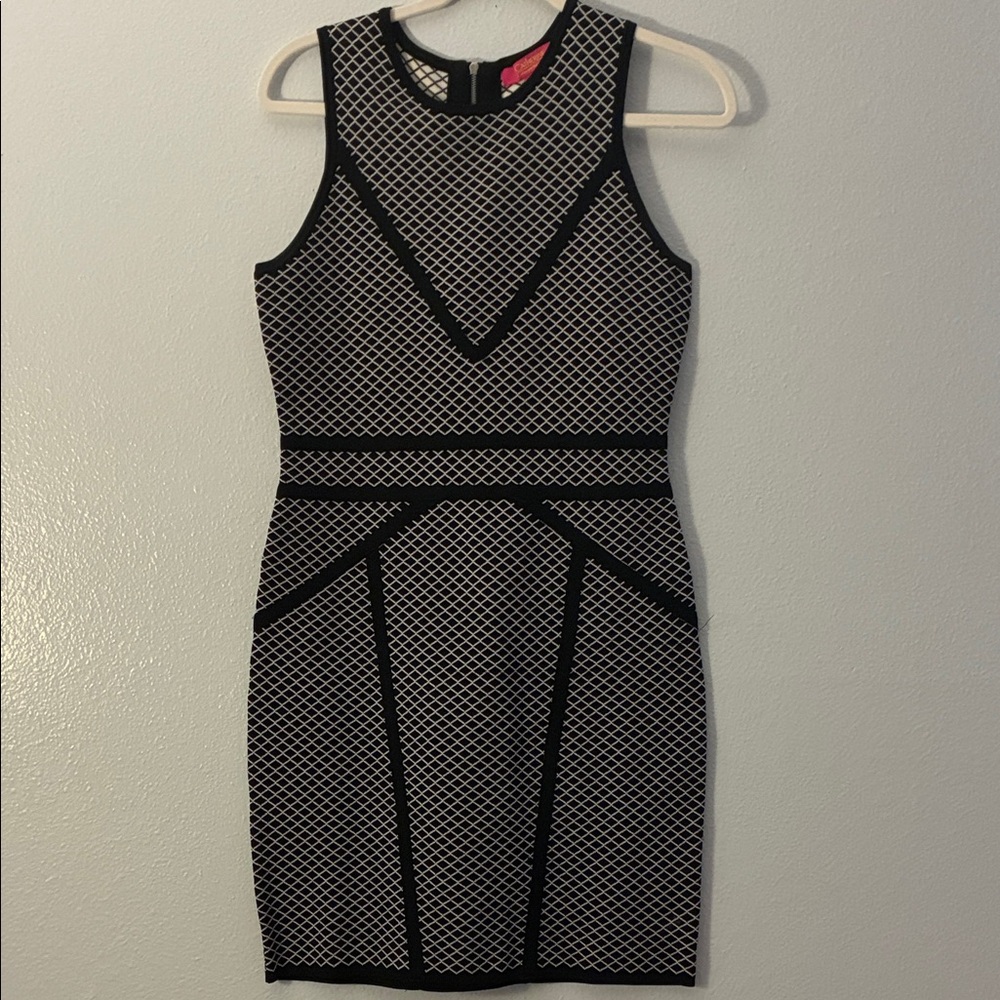 Catherine Malandrino Black and White Geometric Mini Dress